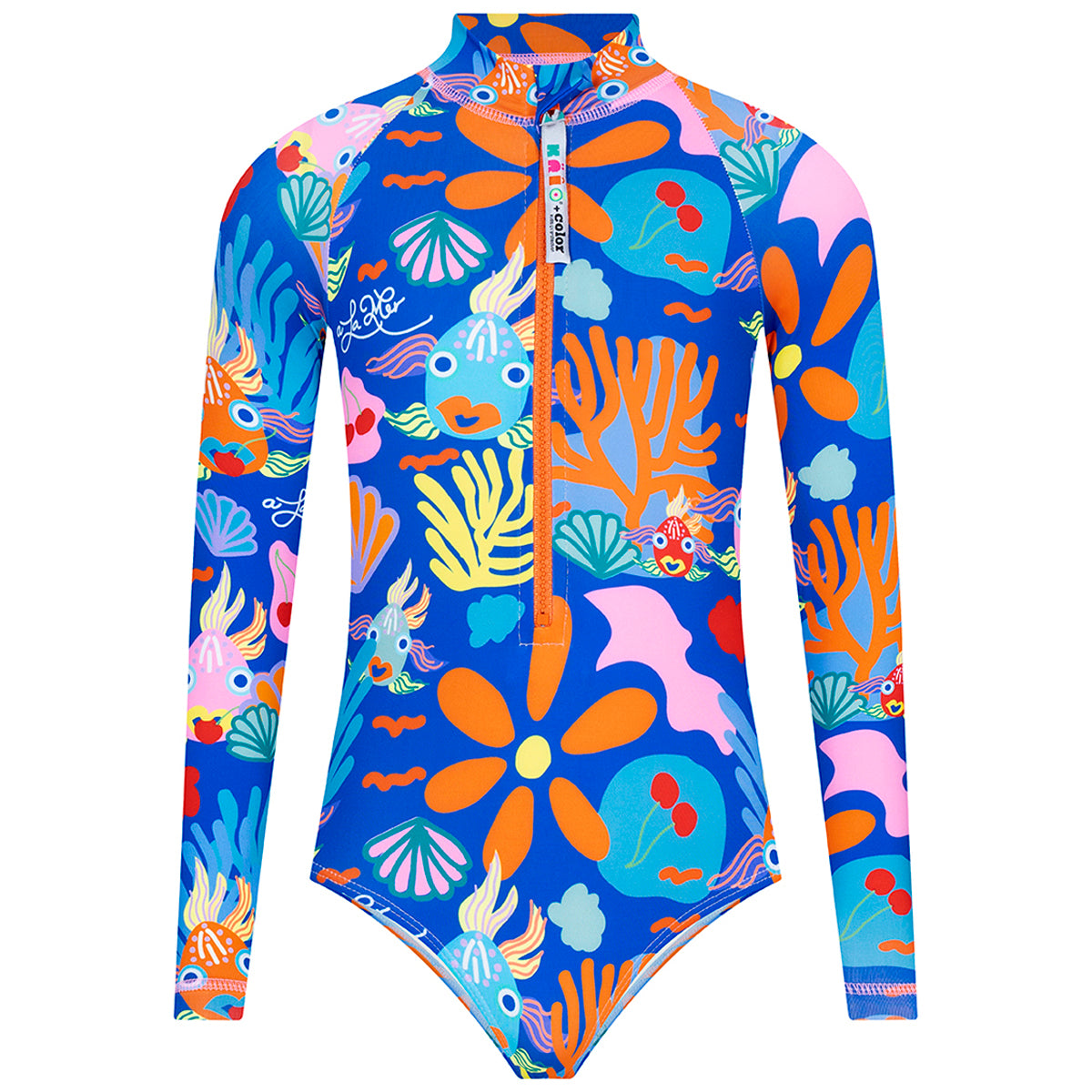 Sparkling Fish Girls Long Sleeve Bodysuit Rash Guard Krio + Color