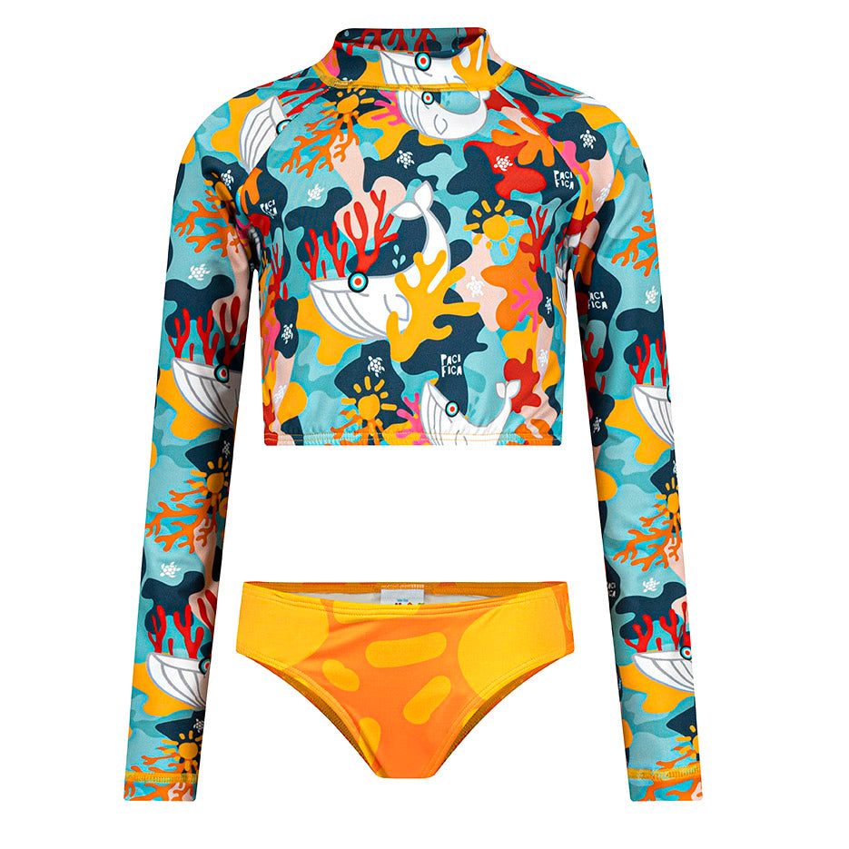 Pacifica Girls Cropped Rash Guard Set Krio + Color Krio Color