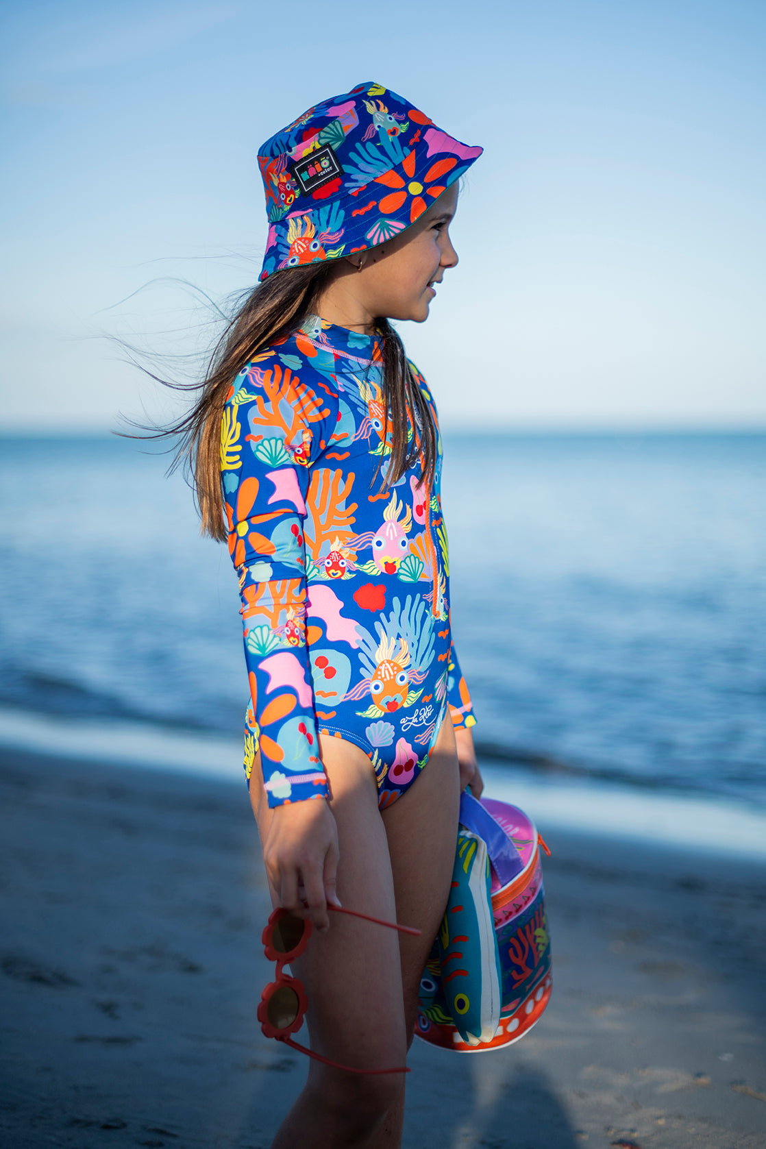 水着・ラッシュガード corally swim Mexican Hoodie Rashguard Women's Freestyle Short Sleeve Rash Guard | Baja Blue UPF 50+