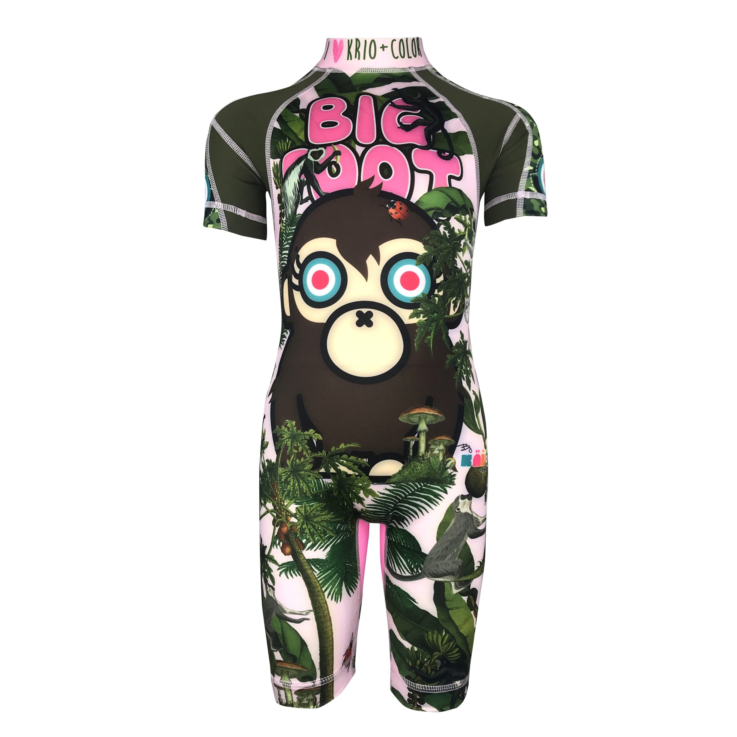 Maxim フルスーツ 花柄　キッズ　110 Tropical Forest Girls Short Sleeve Sunsuit - UV Swimwear | Krio +